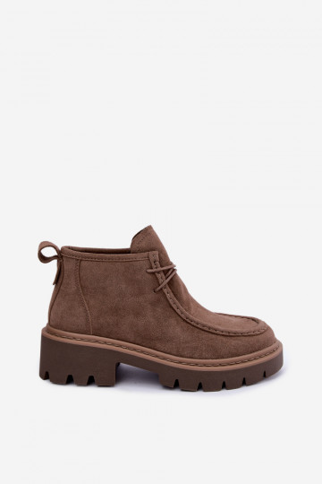 Laced ankle boots in faux suede sand Farella 2