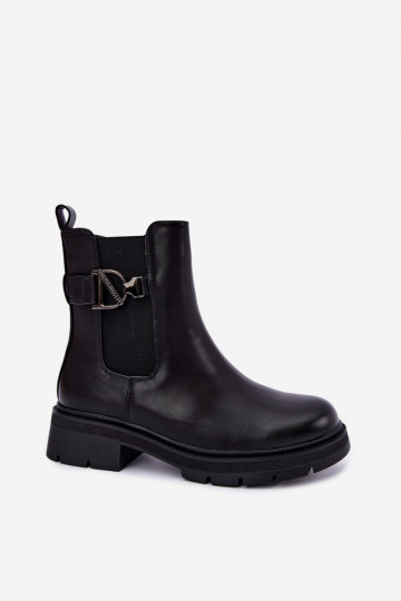 Warm stylish ankle boots with ornaments in black Janira