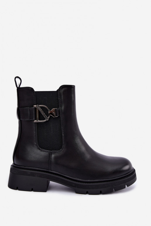 Warm stylish ankle boots with ornaments in black Janira