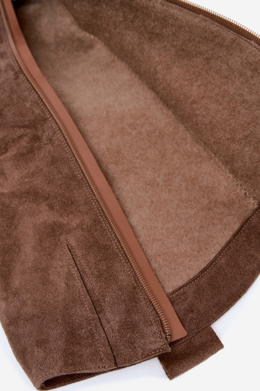 Warm wrinkled knee-high boots in faux suede cowboy-style in brown Zazoo 4313