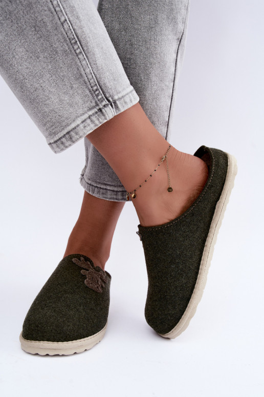 Damskie klapki z jelonkami Inblu CS000049 khaki