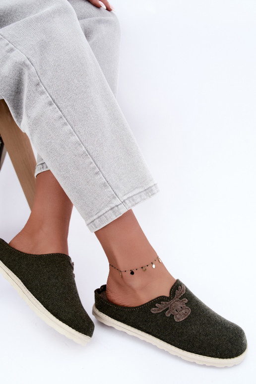 Women's slippers with deer Inblu CS000049 khaki