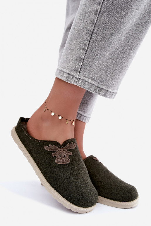 Women's slippers with deer Inblu CS000049 khaki