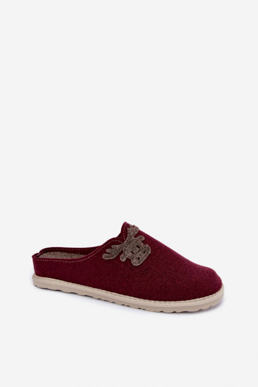 Women's slippers with deer Inblu CS000049 burgundy