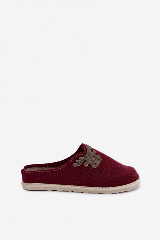 Women's slippers with deer Inblu CS000049 burgundy
