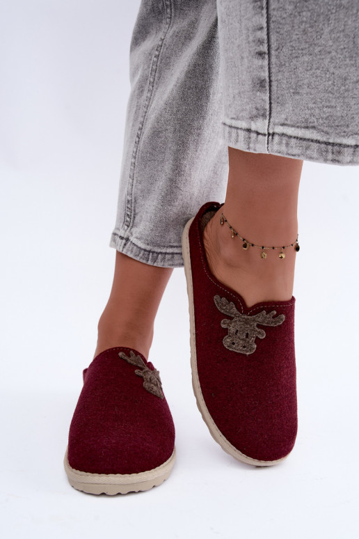 Women's slippers with deer Inblu CS000049 burgundy