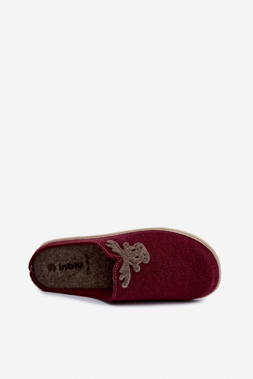 Damskie klapki z jelonkami Inblu CS000049 bordowe