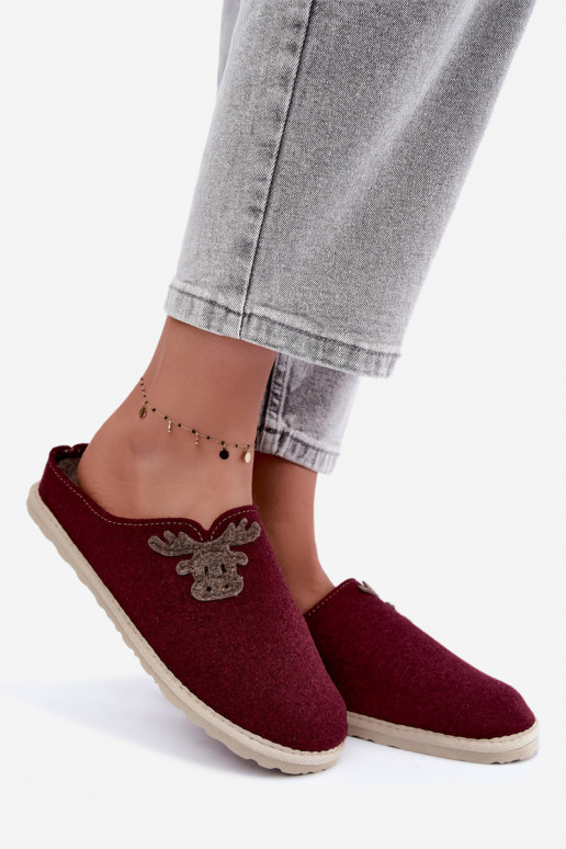 Women's slippers with deer Inblu CS000049 burgundy