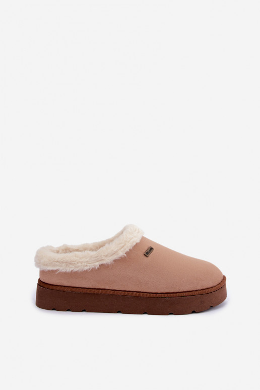 Damskie kapcie z futerkiem Inblu DR000004 brązowe