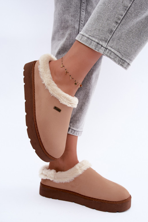 Women's home slippers with fur Inblu DR000004 brown