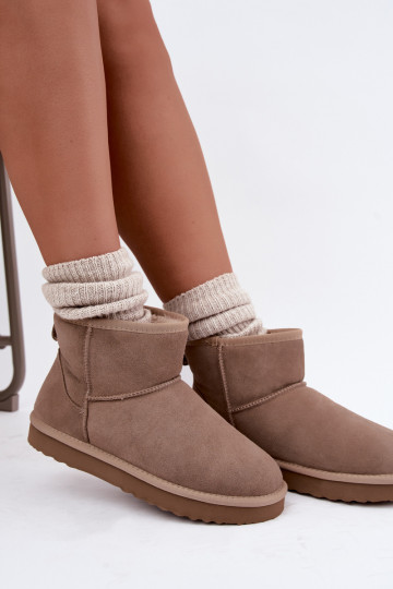 Warm snow boots made of faux suede with fur inside in sand color Amandine 2