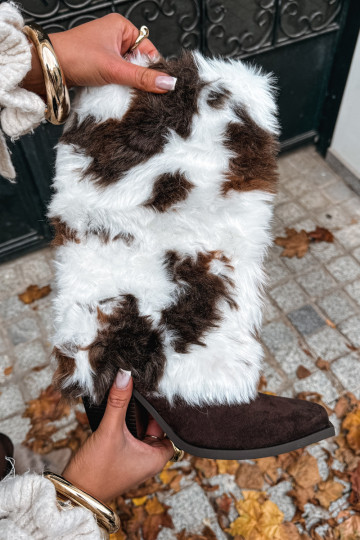Brown warm over-the-knee boots with fur Saphielle 2