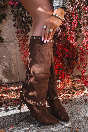 Brown insulated long boots with decoration Tai turiris 2