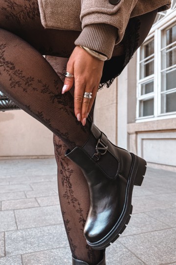 Warm stylish ankle boots with ornaments in black Janira