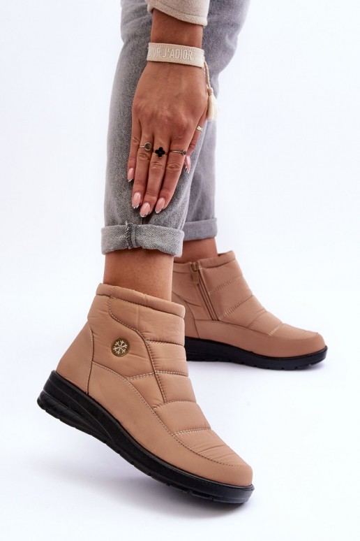 women's insulated snow boots in sand color Helis