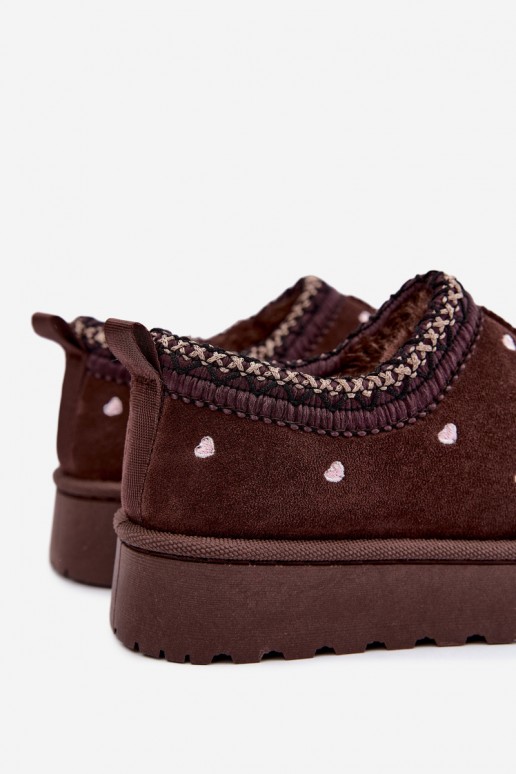 children's insulated snow boots with hearts and fur in brown color Meldrena
