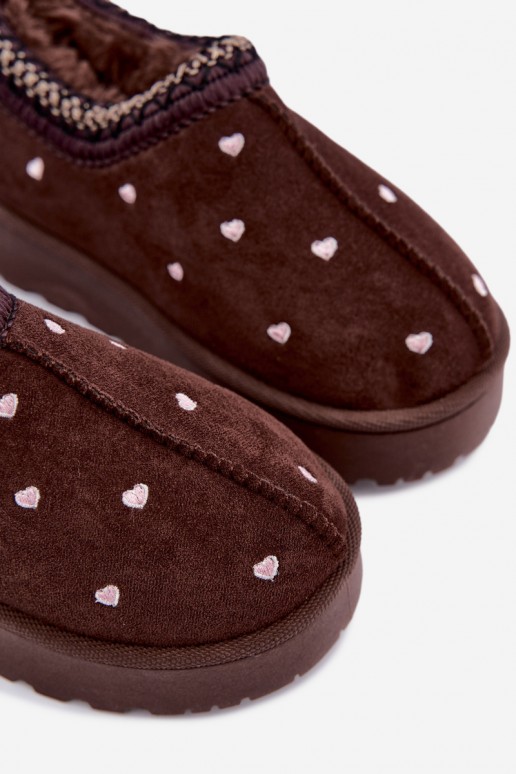 children's insulated snow boots with hearts and fur in brown color Meldrena