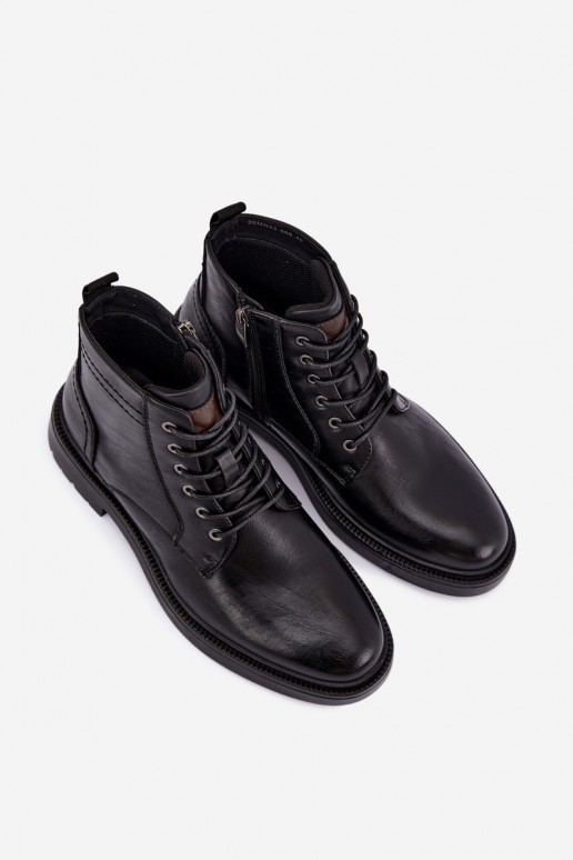 men's ankle boots with laces in black color Perrielle