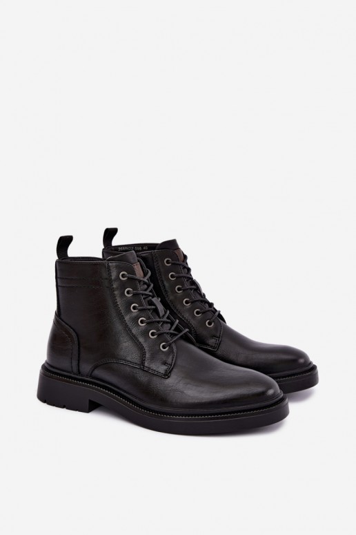 men's ankle boots with laces in black color Perrielle