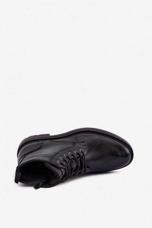 men's ankle boots with laces in black color Perrielle