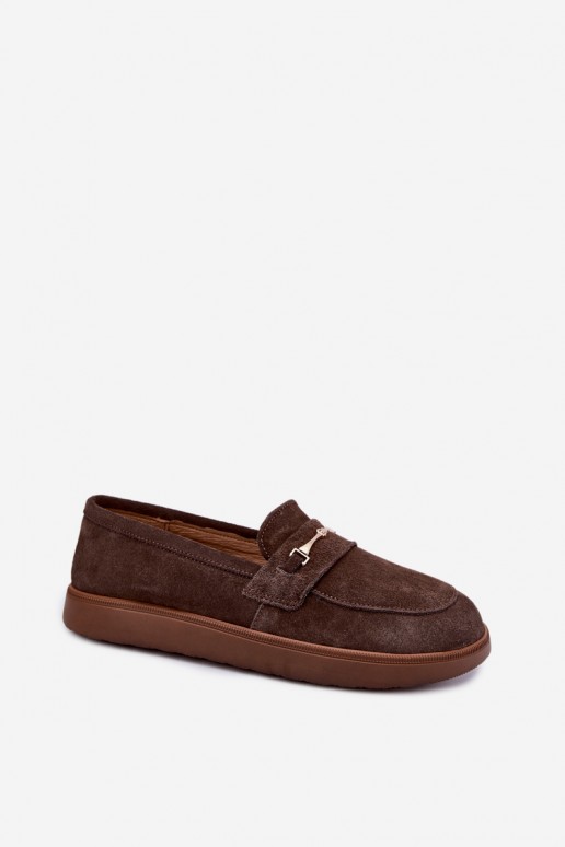 moccasins made of brown faux suede Zazoo