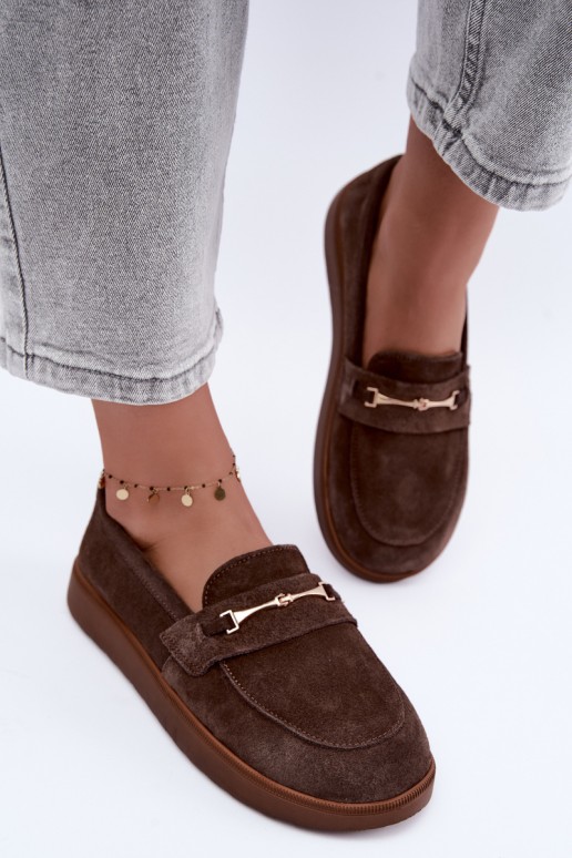 moccasins made of brown faux suede Zazoo
