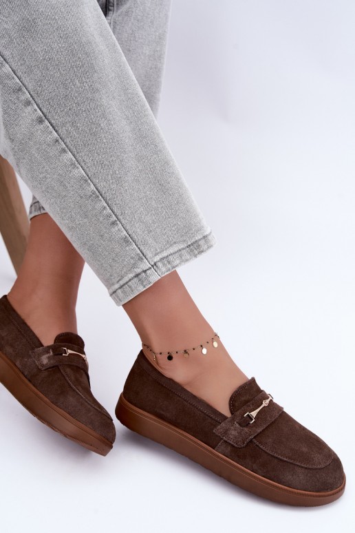 moccasins made of brown faux suede Zazoo