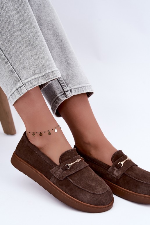 moccasins made of brown faux suede Zazoo