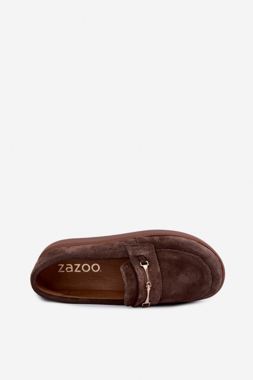 mokasyny z brązowego sztucznego zamszu Zazoo