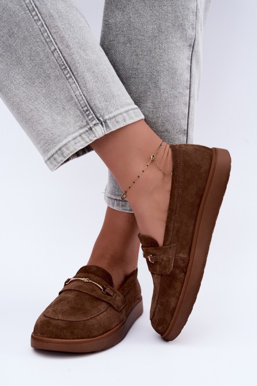 moccasins made of brown faux suede Zazoo