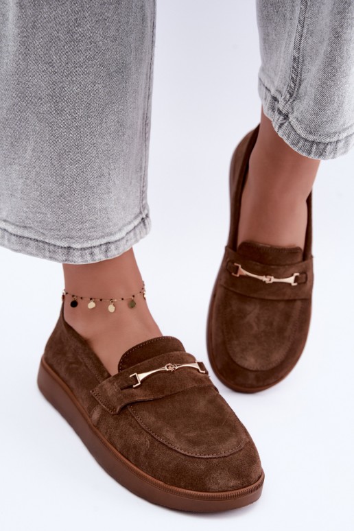 moccasins made of brown faux suede Zazoo