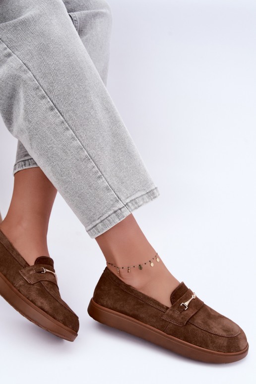 moccasins made of brown faux suede Zazoo