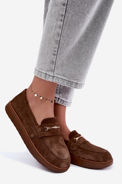 moccasins made of brown faux suede Zazoo