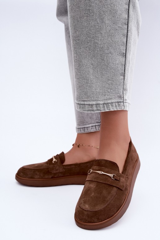 moccasins made of brown faux suede Zazoo