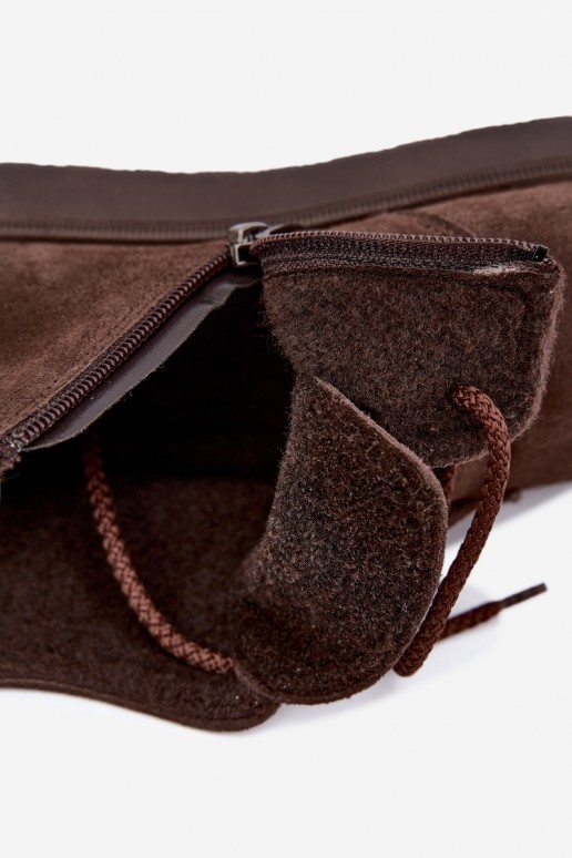 insulated ankle boots made of natural leather in brown color Zazoo