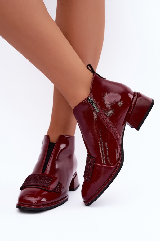 patent insulated ankle boots Klocke Artiker 59C0107 in burgundy