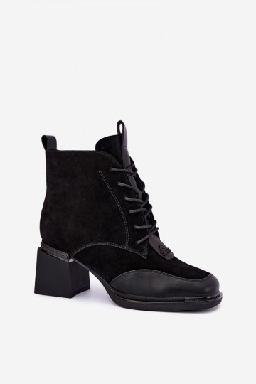 lace-up insulated ankle boots made of faux suede Artiker 59C0116 in black