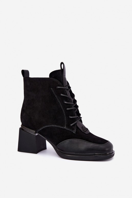 lace-up insulated ankle boots made of faux suede Artiker 59C0116 in black