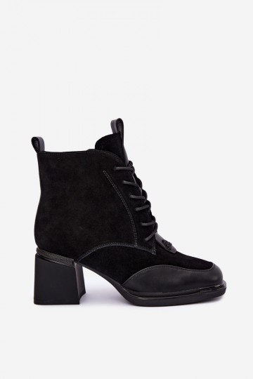 lace-up insulated ankle boots made of faux suede Artiker 59C0116 in black 2