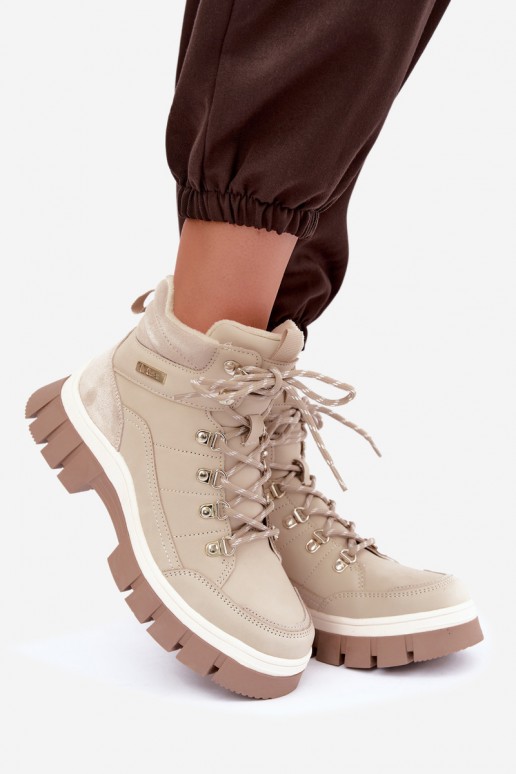 pašiltinti moteriški batai Lee Cooper LCJ-26-31-4581 smėlio spalvos