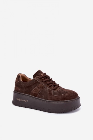 faux suede platform sneakers Lee Cooper LCJ-26-01-4644 in chocolate