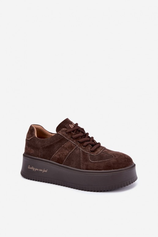 faux suede platform sneakers Lee Cooper LCJ-26-01-4644 in chocolate