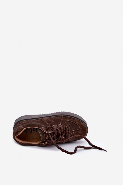 sportowe buty na platformie z sztucznego zamszu Lee Cooper LCJ-26-01-4644 w kolorze czekoladowym