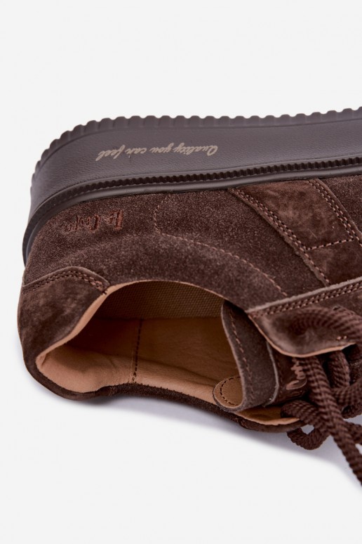 faux suede platform sneakers Lee Cooper LCJ-26-01-4644 in chocolate
