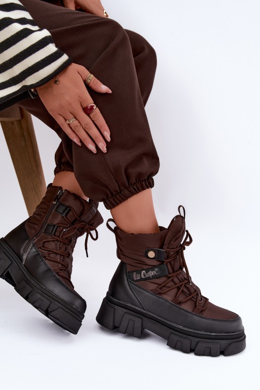 zimowe buty damskie Lee Cooper LCJ-26-01-4631 w kolorze brązowym