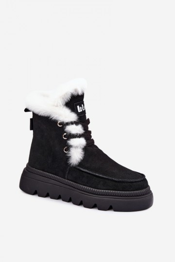 women's snow boots made of faux suede Lee Cooper LCJ-25-01-3737 in black