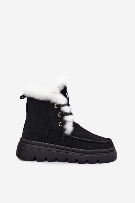 zimowe buty damskie z sztucznego zamszu Lee Cooper LCJ-25-01-3737 w kolorze czarnym