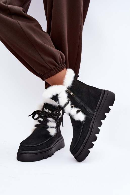 women's snow boots made of faux suede Lee Cooper LCJ-25-01-3737 in black
