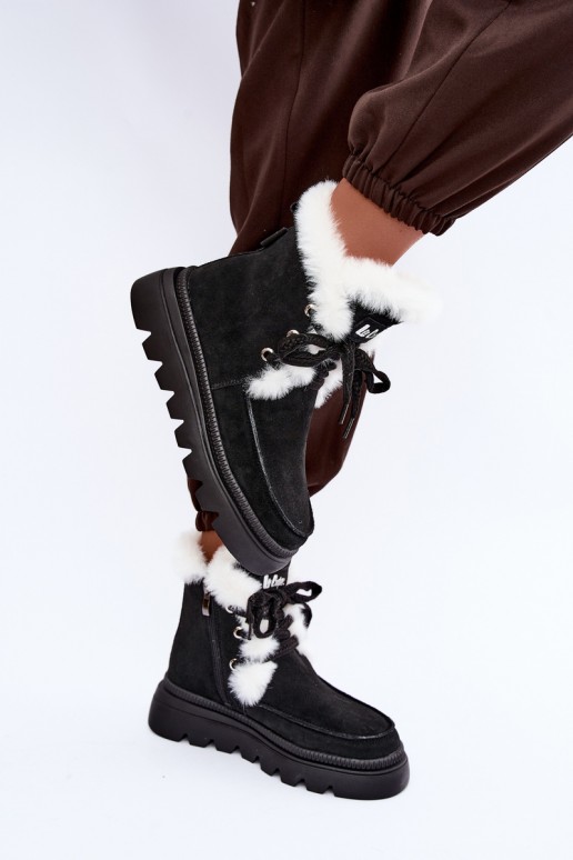 zimowe buty damskie z sztucznego zamszu Lee Cooper LCJ-25-01-3737 w kolorze czarnym