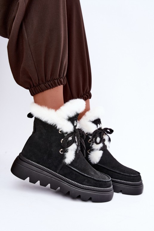 women's snow boots made of faux suede Lee Cooper LCJ-25-01-3737 in black